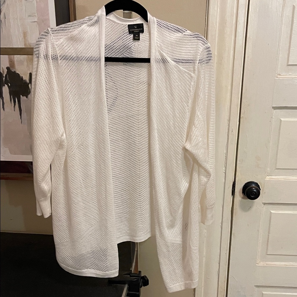 Worthington Woman Cream Open-Weave Knit Top